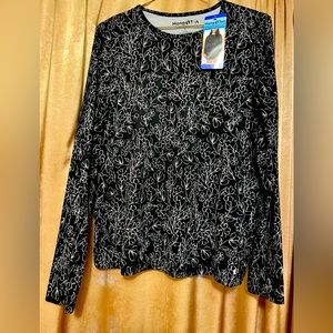 Hang Ten Rash Guard L Black and White Floral